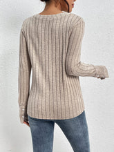 Women's Lace Trim Ribbed V-Neck Long Sleeve Top